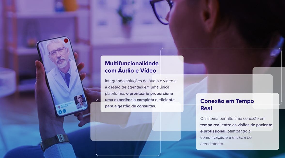 Multifuncionalidade com áudio, vídeo e conexão em tempo real entre paciente e profissional