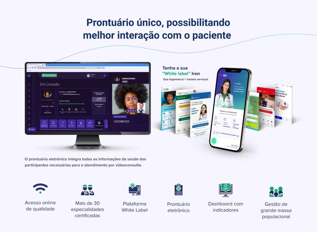 Prontuário único integrado, com plataforma White Label e mais de 30 especialidades certificadas